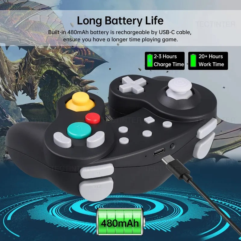 Bluetooth Gamecube Controller for Switch PC Android Steam - Black & Blue