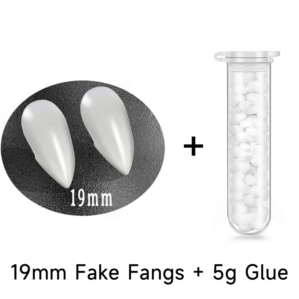Halloween Vampire Dentures Cosplay Fangs with Adhesive & Multiple Sizes