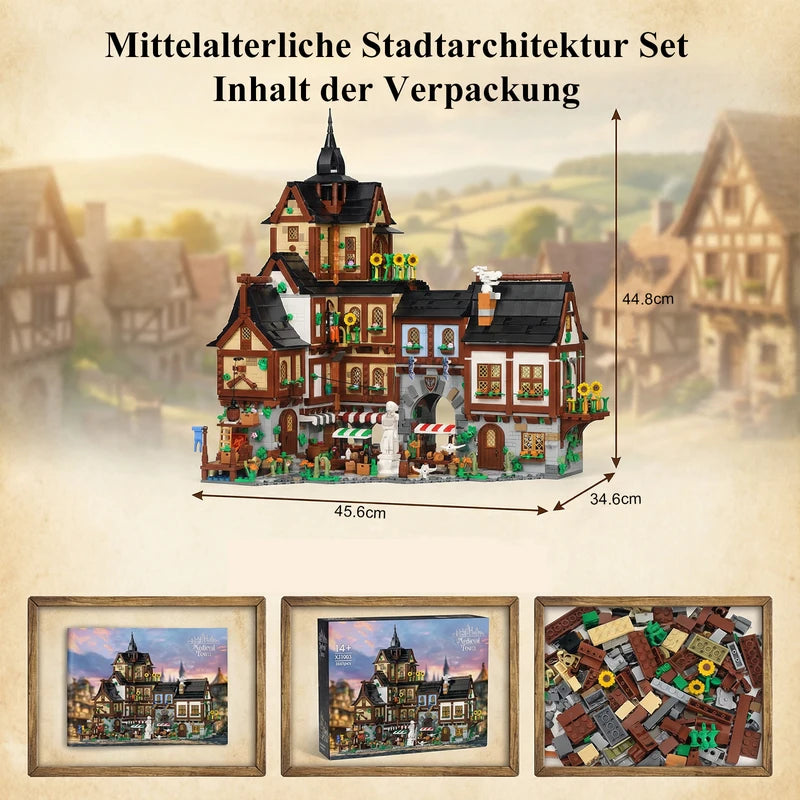 Medieval Town Modular Building Blocks Set - 3857PCS Architectural Model Kit for Adults