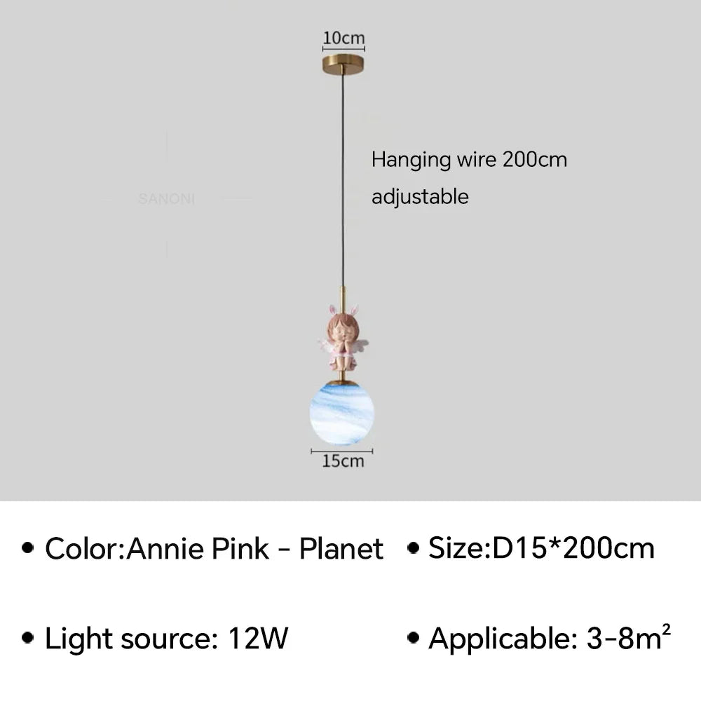 Modern LED Pendant Light for Bedroom Living Room Kids Room Home Decor Moon Planet Design