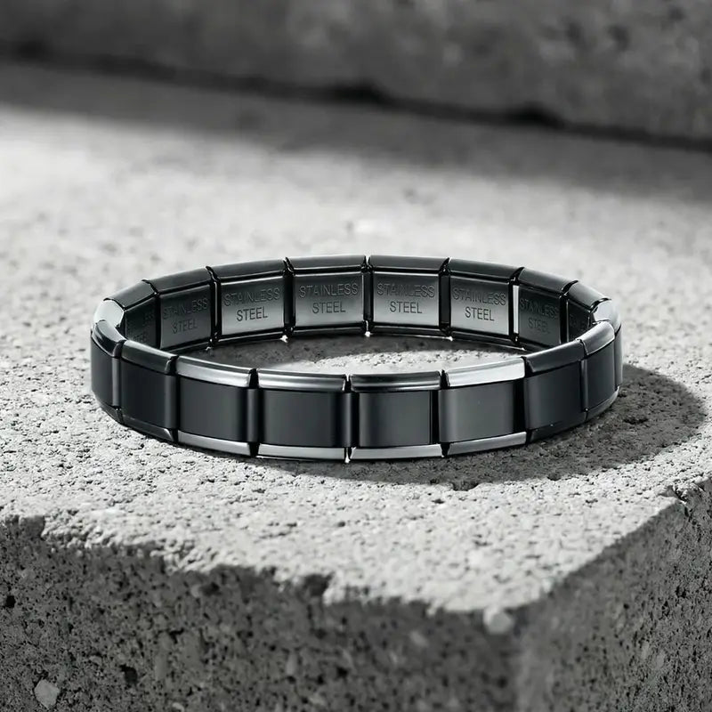 Stretchable Italian Chain Link Bracelet 9mm Modular Stainless Steel Jewelry