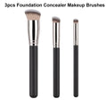 Set of 3 Beveled Foundation & Concealer Makeup Brushes - Synthetic, Seamless Cover
