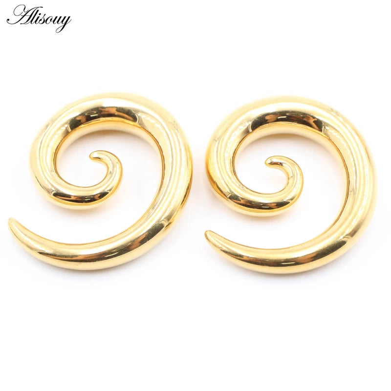 Stainless Steel Spiral Snail Fake Ear Tapers Gauges Stretching Plugs Tunnel Body Jewelry