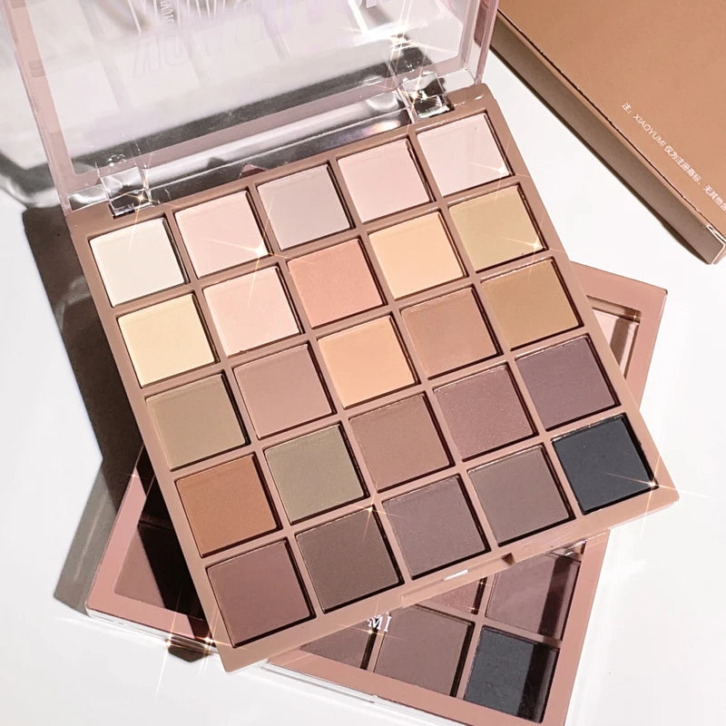 25-Color Matte Eyeshadow Palette Waterproof & Sweatproof for Daily Makeup