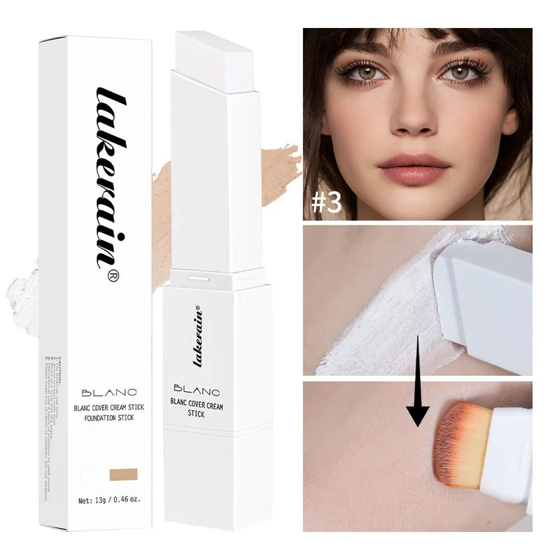 Color Changing Foundation Stick with Detachable Brush High Coverage Base Makeup