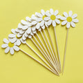 20pcs White Daisy Cake Toppers Flower Cupcake Decorations for Wedding Birthday