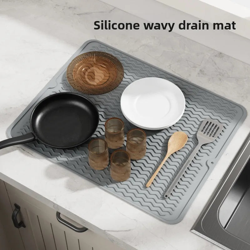 Extra Large Non Slip Silicone Kitchen Drying Mat Heatproof Countertop Protector
