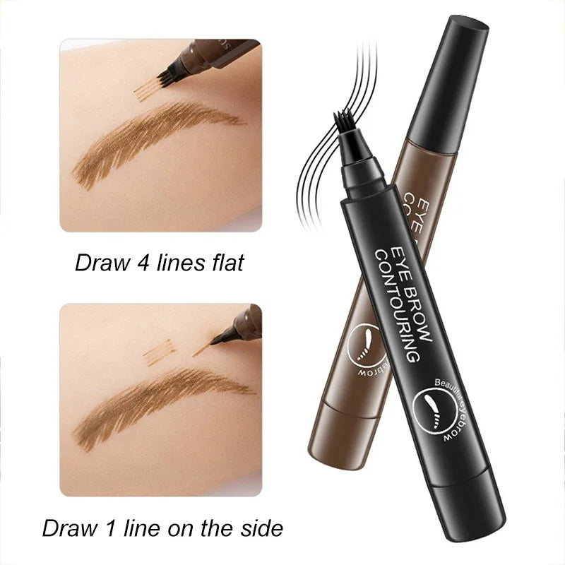 4 Point Eyebrow Pencil Long-Lasting Waterproof Microblading Makeup for Women