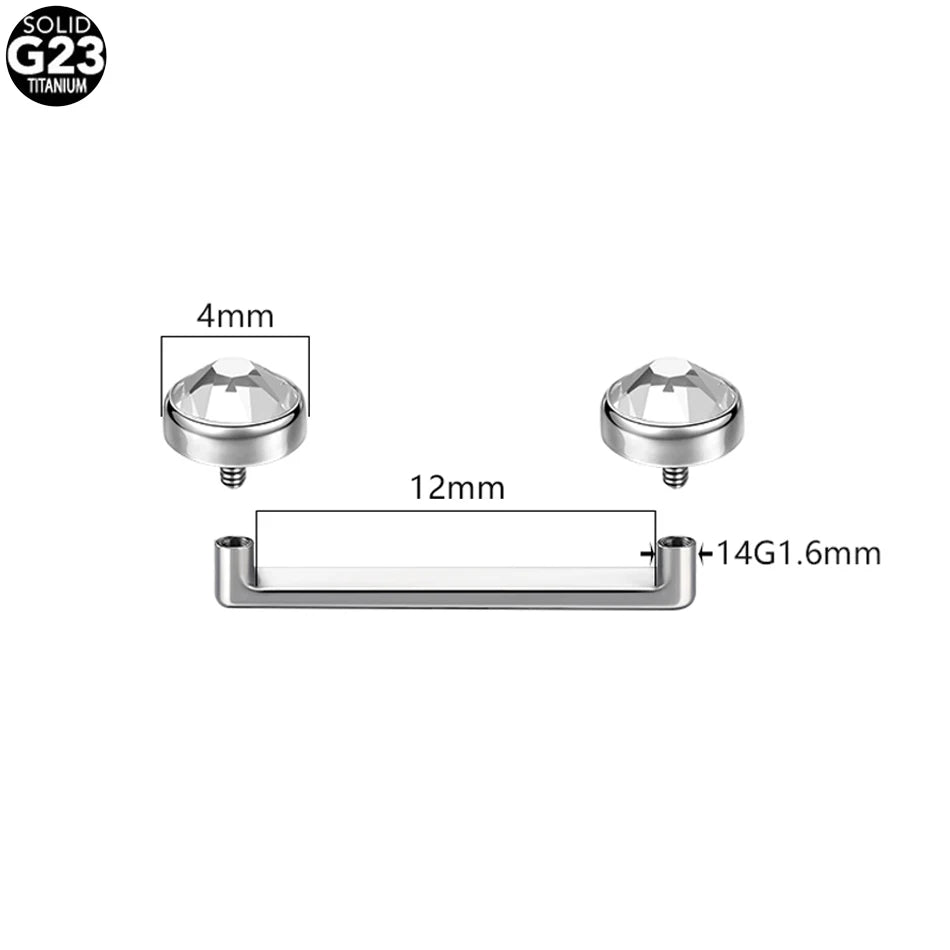 1/5PCS Titanium CZ Gem Dermal Surface Barbell Piercings Micro Dermal Anchor Jewelry