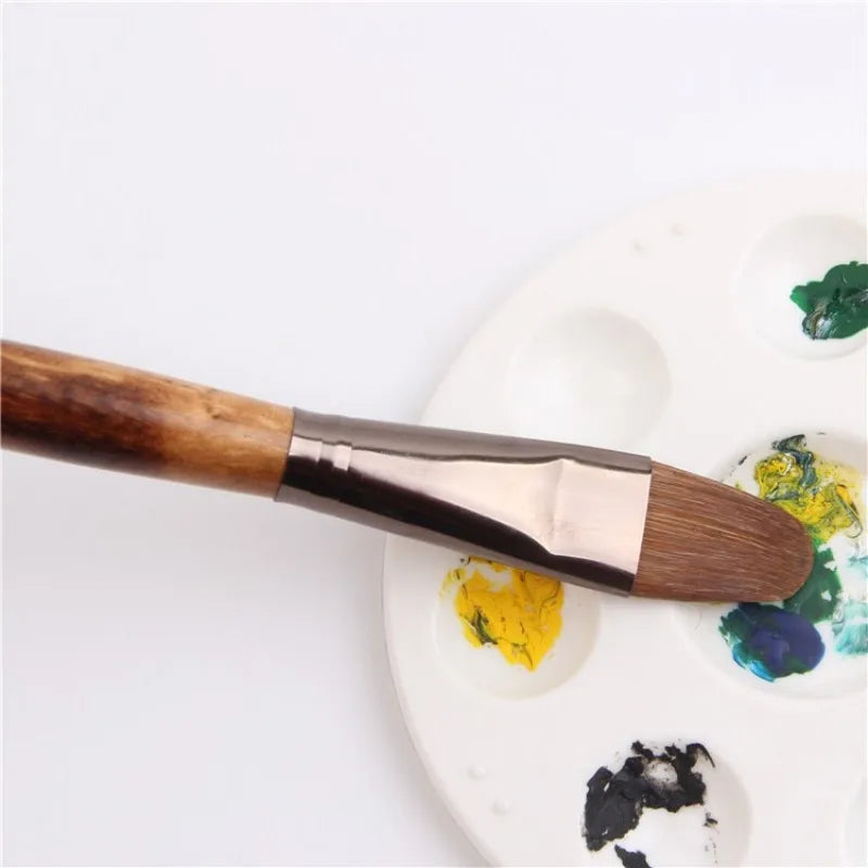 6-Piece High-Grade Weasel Hair Paintbrush Set for Watercolor & Oil Painting