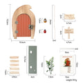 Wooden Elf Door Set Dollhouse Decor Fairytale Balcony Hanging Ornaments