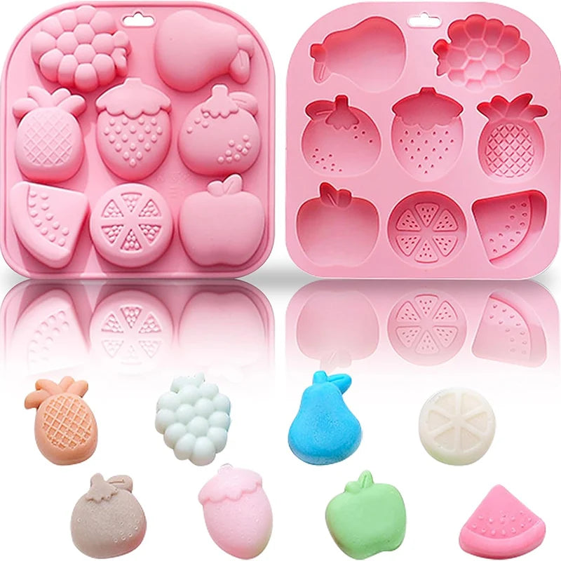 9-Cavity Fruit-Shaped Silicone Mold for Chocolate Candy and Ice Cubes