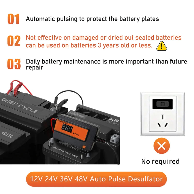 Automatic Battery Desulfator Maintainer for Lead Acid 12-48V | Recharge & Extend Battery Life