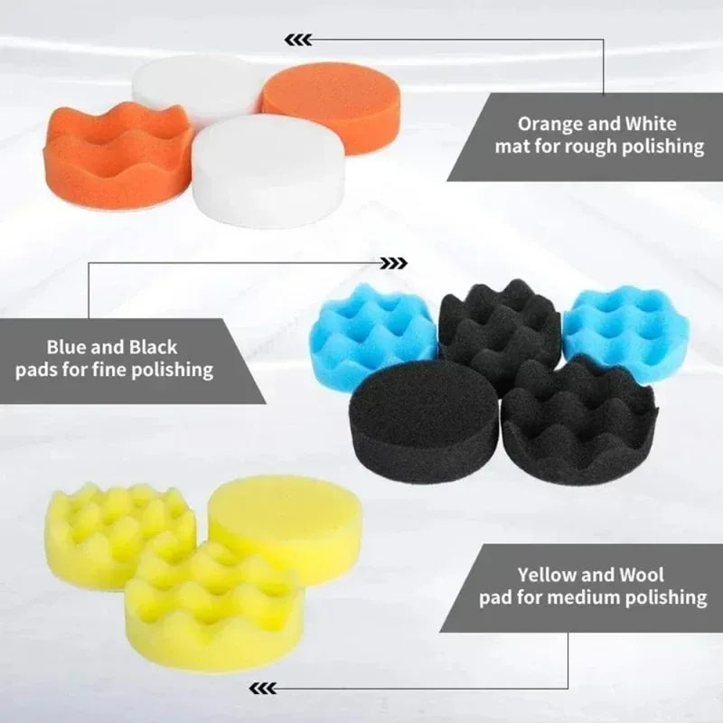 39PCS Car Polishing Sponge Pad Kit Foam Buffers for Waxing and Scratch Removal