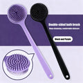 Long Handle Silicone Back Scrubber & Body Exfoliating Brush for Bath & Massage