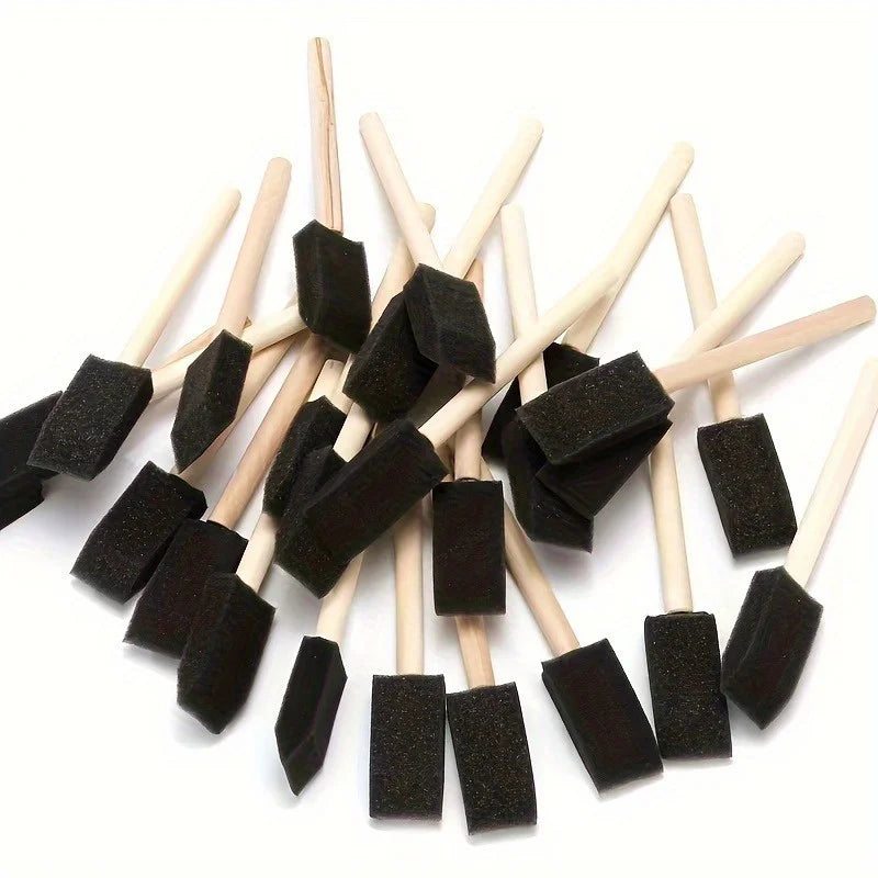 Wooden Handle Foam Paint Brush - Sponge Brush for DIY Painting & Dyeing