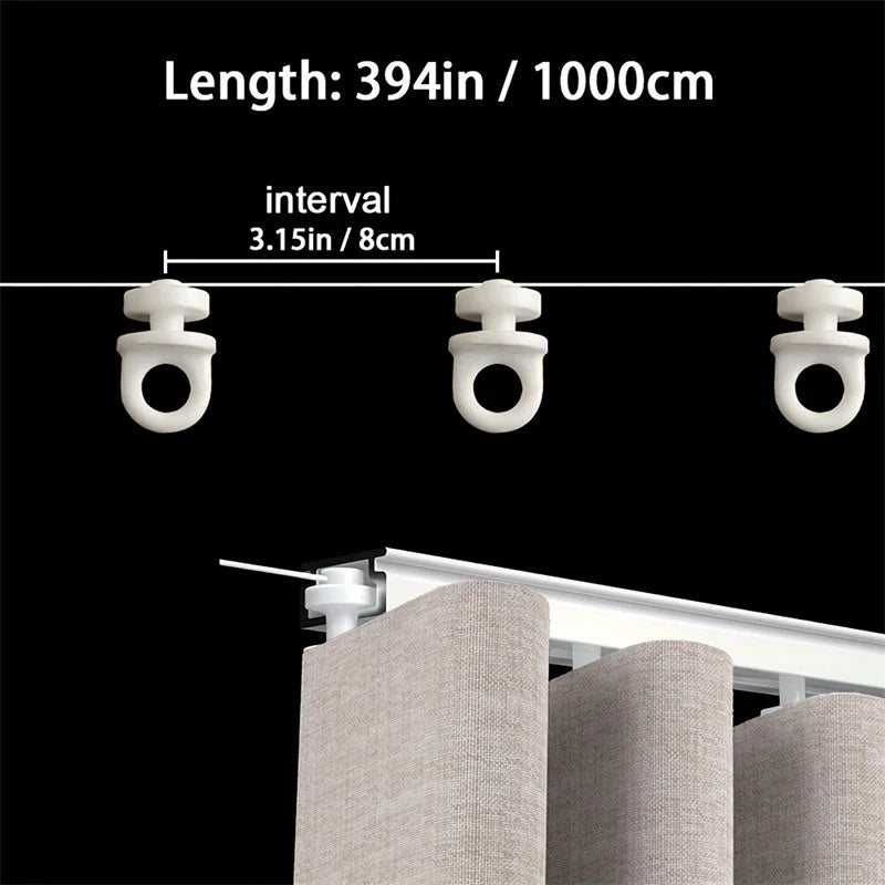 393.7 Inch Silent Curtain Track with Bead Sliders for Wavy S-Curve Curtains
