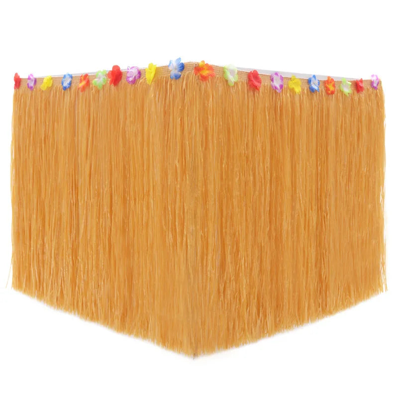 Tropical Luau Grass Table Skirt for Hawaiian Party Beach Decor 100x60cm