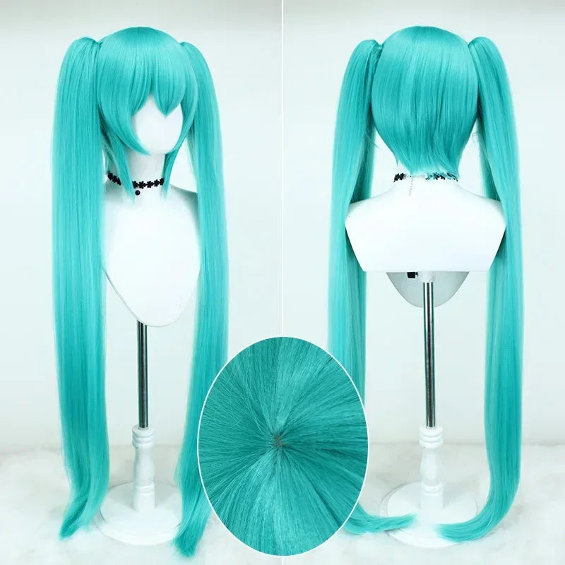 Anime Cosplay Wig with Double Ponytails - 110cm Synthetic Fiber Halloween Costume