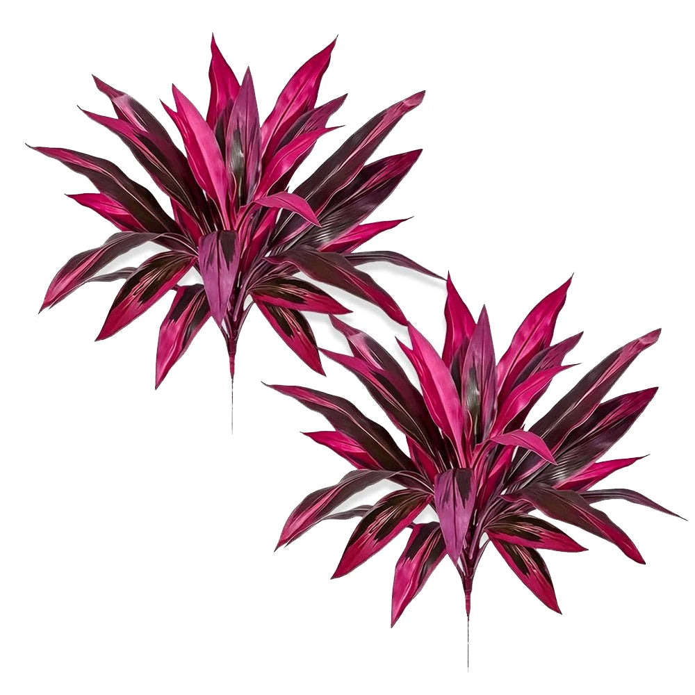 2pcs Artificial Dragon's Blood Tree UV Resistant Waterproof Faux Foliage for Garden & Wedding Decor