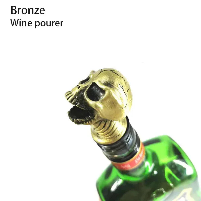 Halloween Skull Head Wine Pourer with Silicone Stopper - Party Bar Accessory
