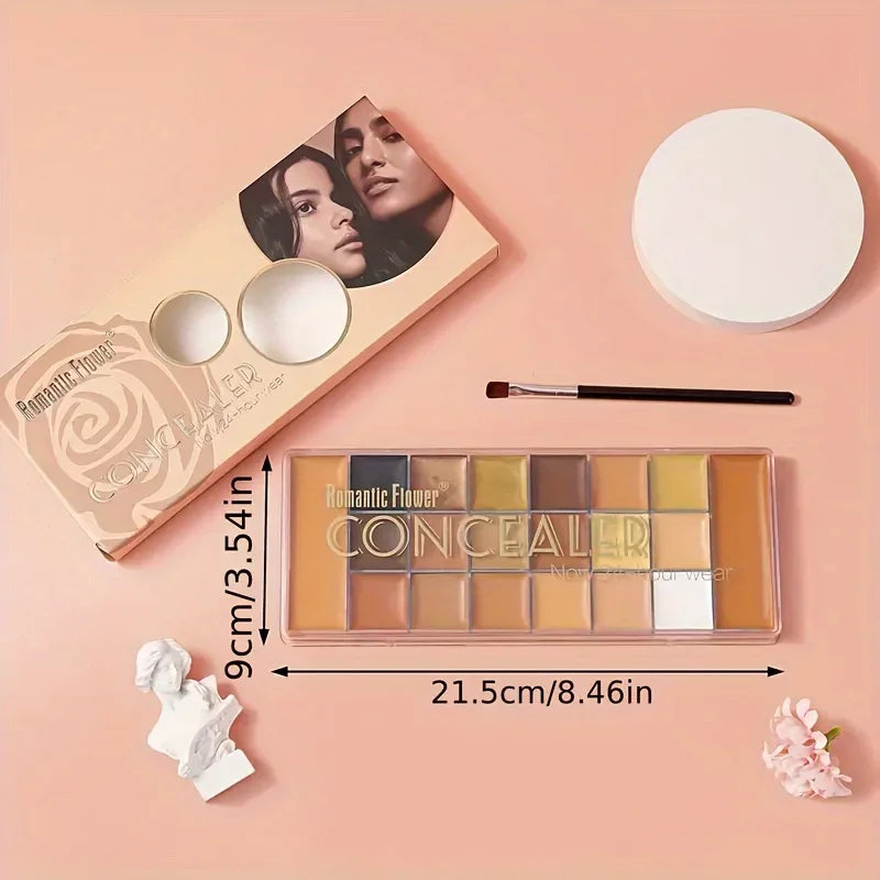 20-Color Earth Tone Eyeshadow Palette with Brightening Concealer & Mini Brush