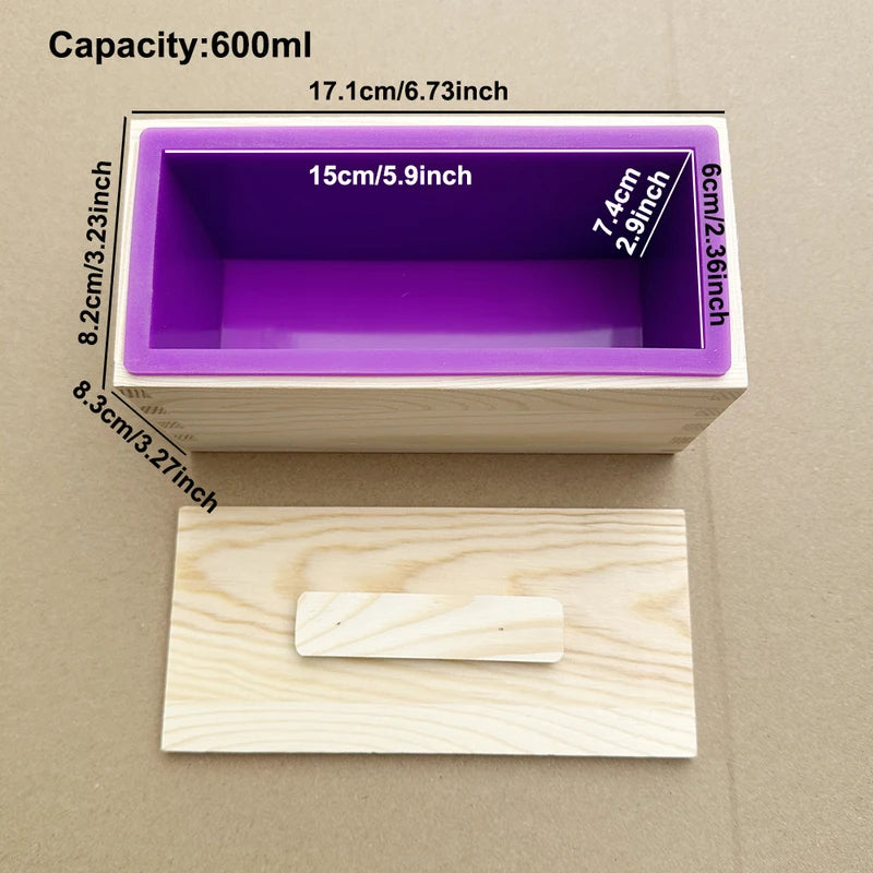 Flexible Wooden Box Soap Mold Kit 600ml Rectangular Loaf DIY Candle & Cake Making