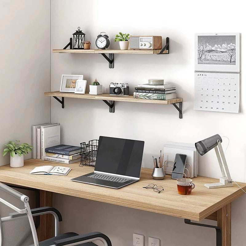 Floating Wall Shelves for Living Room Bathroom Kitchen - Wood Storage Shelving