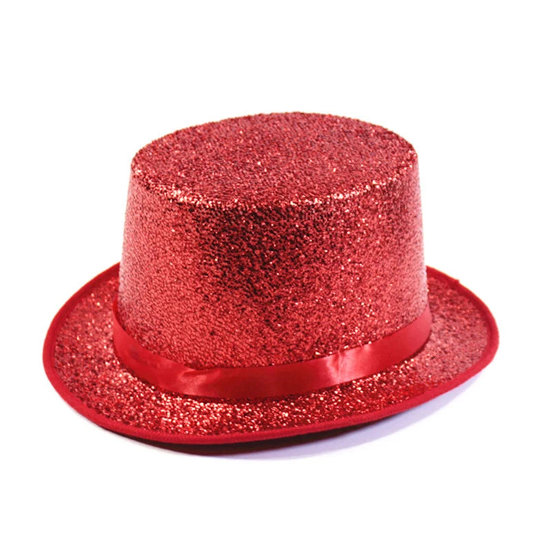 Multicolor Glitter Top Hat for Parties and Costumes - Lightweight Festive Headwear