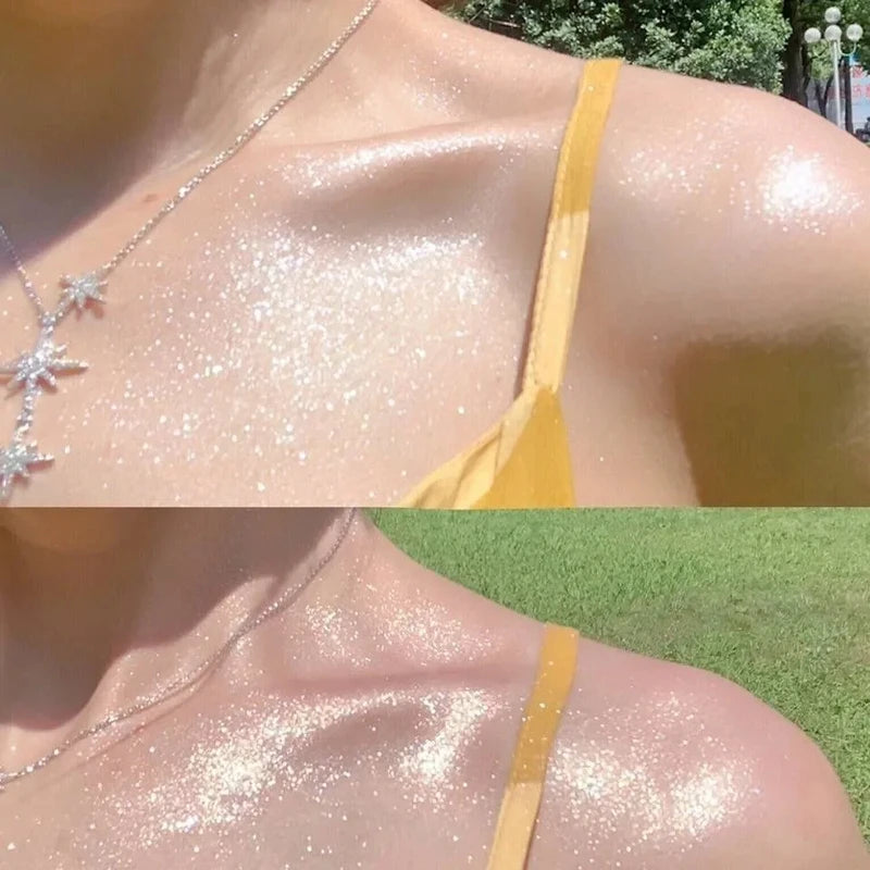 Waterproof Glitter Body Bronzer Spray High-Gloss Highlight Powder Face & Body Makeup