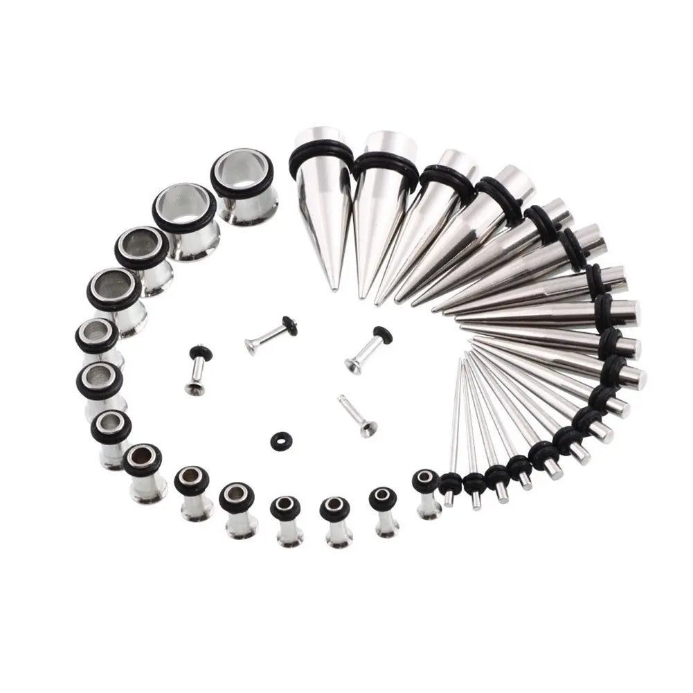 Stainless Steel Ear Stretching Taper Tunnel Starter Kit 36 Pieces 14G-00G
