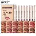 12-Color Waterproof Lip Liner Set - Matte Lipstick & Lip Contour Pencils