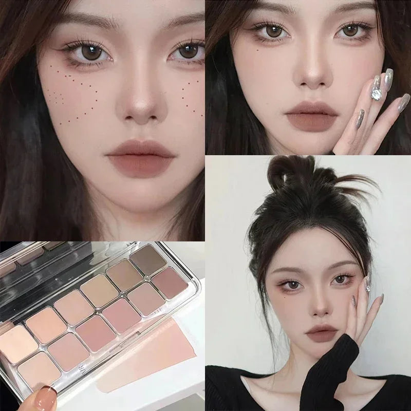 Low Saturation Matte Eyeshadow Palette - 12 Shades for Daily & Night Makeup