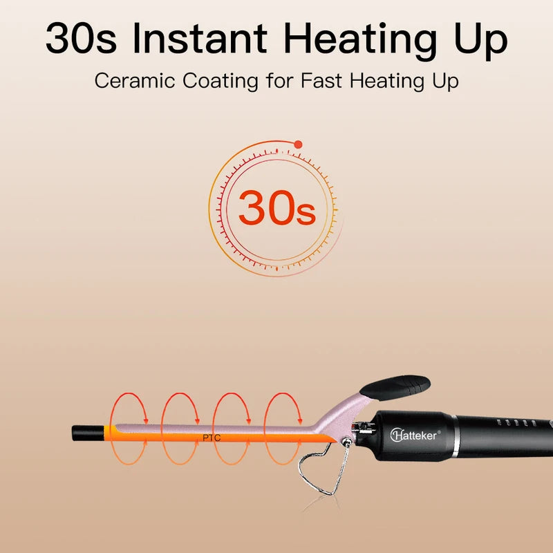 Professional 9mm Hair Curler with Ceramic Barrel Auto-Off & Wet/Dry Use