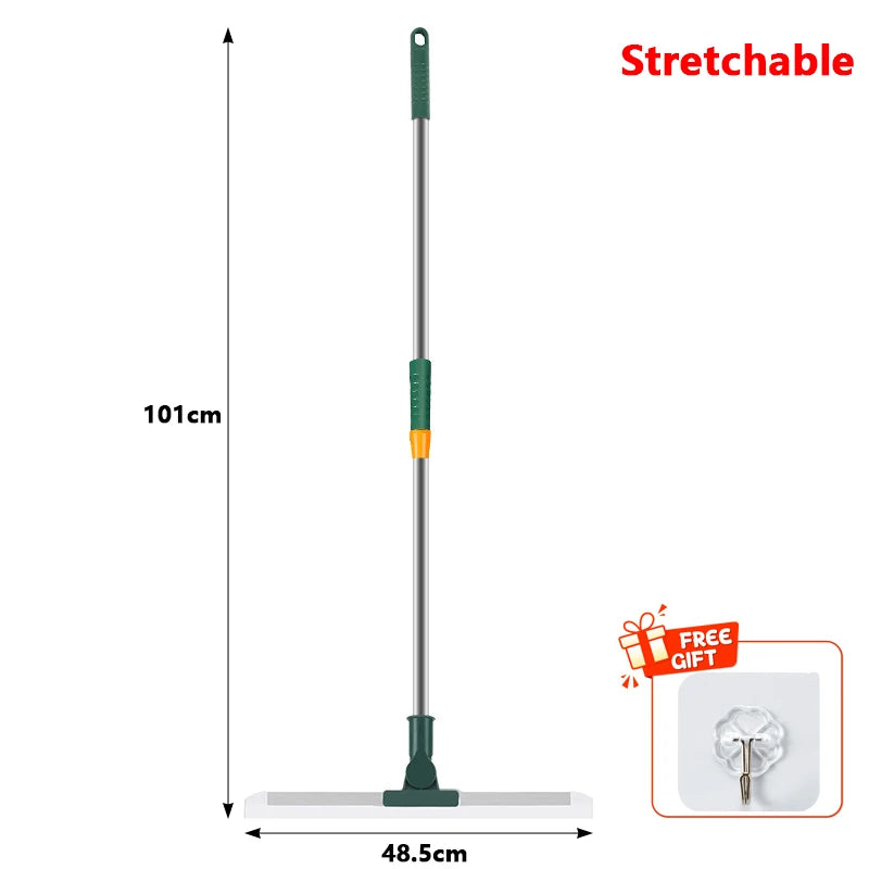 Silicone Floor & Glass Scraper Broom with Squeegee - Multi-Color Household Cleaning Tool