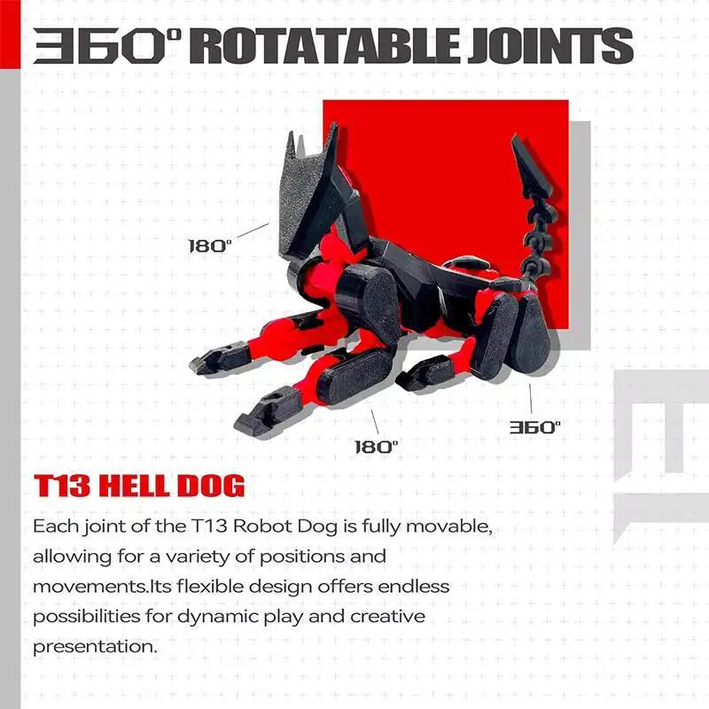 3D Printed Action Figure Set - Multi-Jointed Robot Toys, Black and Red