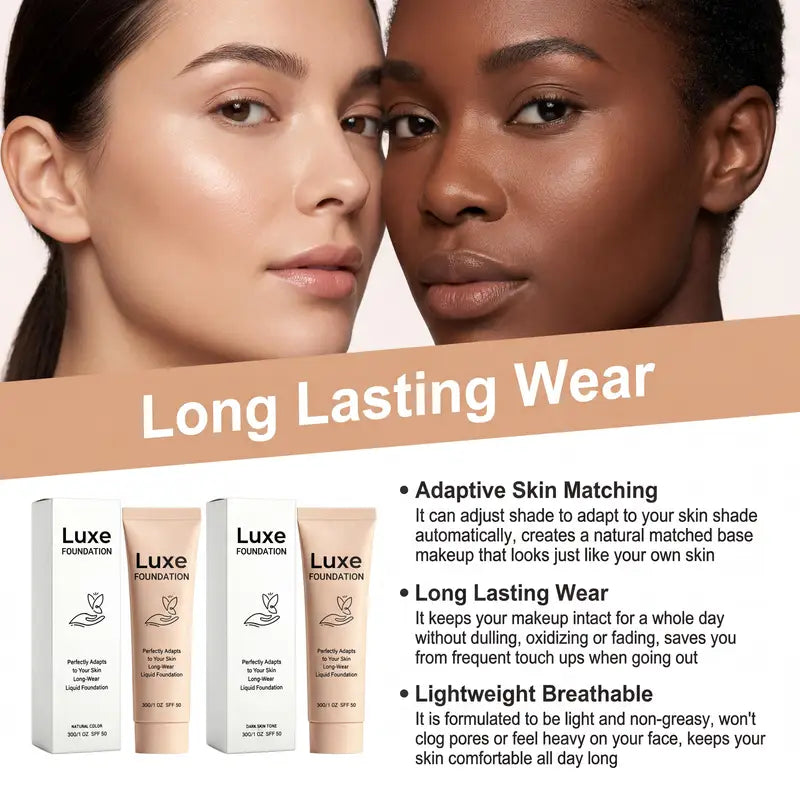 Self-Adjusting SPF 50 Color Changing Foundation for Flawless Skin