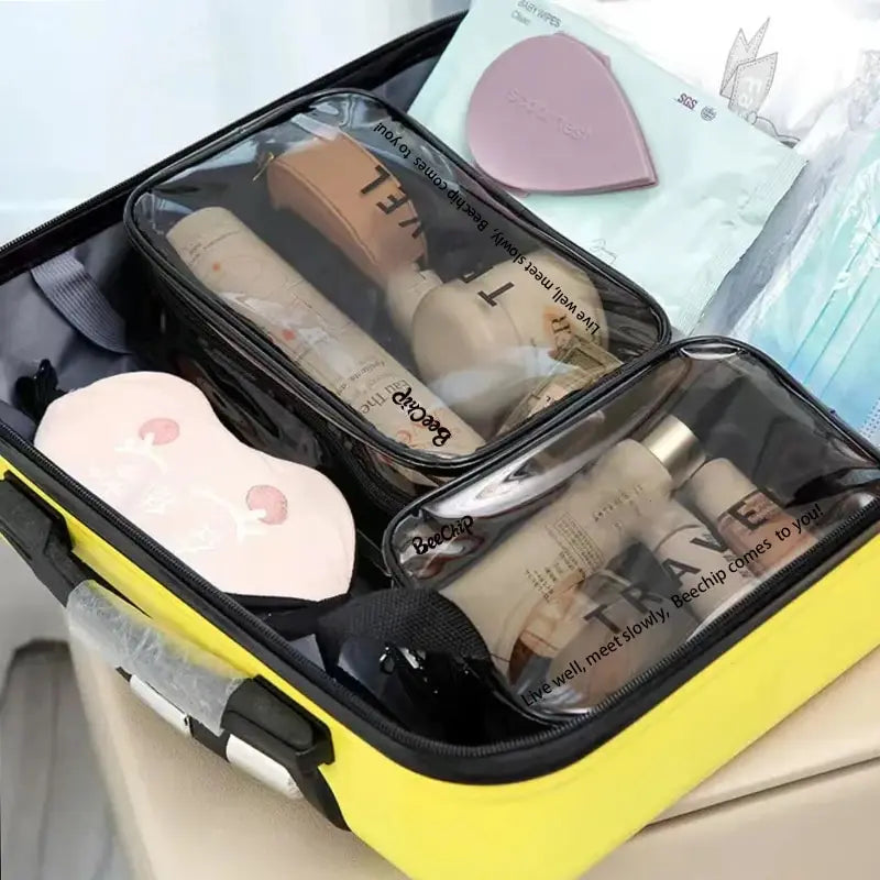 Clear PVC Makeup & Toiletry Travel Organizer Bag - Portable Cosmetic Case