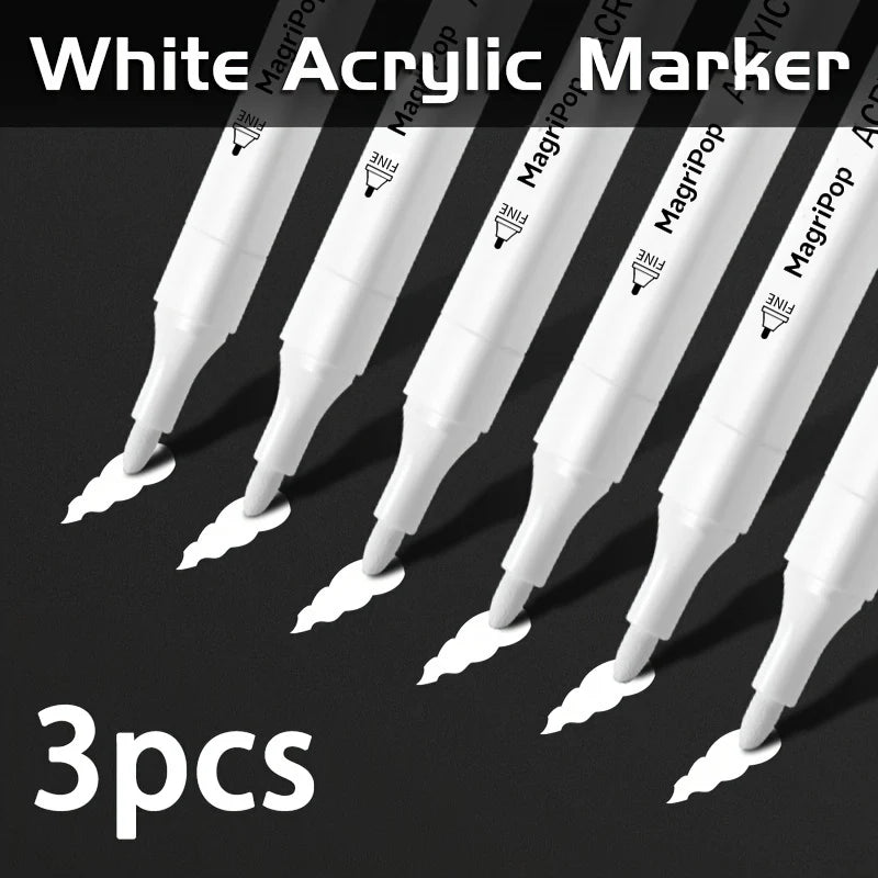 5pcs White Acrylic Markers Permanent Pens for Art & Craft Projects