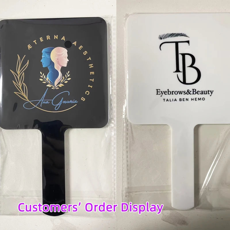Personalized Hand Mirror with Custom Logo for Lash & Salon Artistry, Square Lip Shape