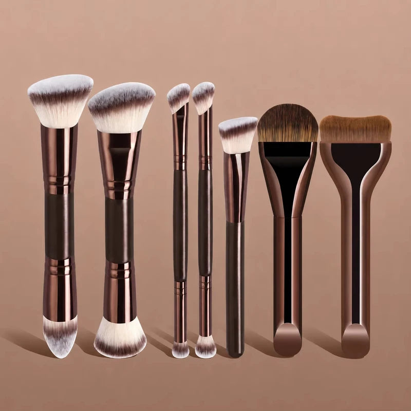 7pcs Makeup Brush Set with Soft Synthetic Bristles - Face & Contour