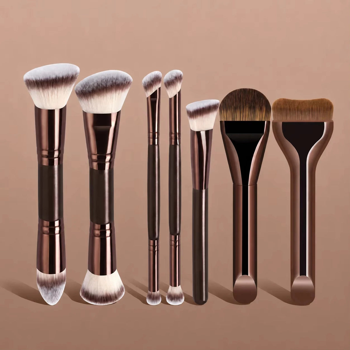 7-Piece Makeup Brush Set with Soft Synthetic Bristles for Face & Contour