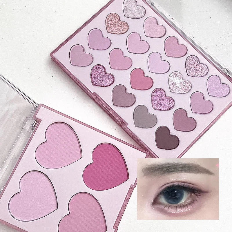20-Color Heart-Shaped Eyeshadow Palette with Matte & Shimmer Shades - Long-Lasting Eye Makeup