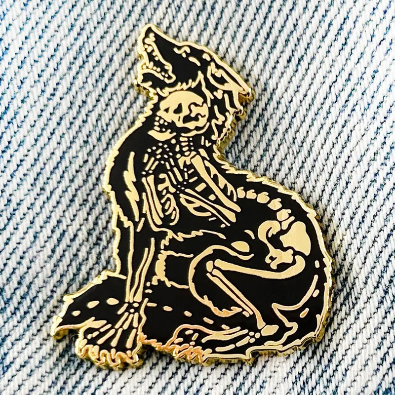 Wolf Man Skeleton Enamel Pin Gothic Halloween Brooch Dark Jewelry Gift