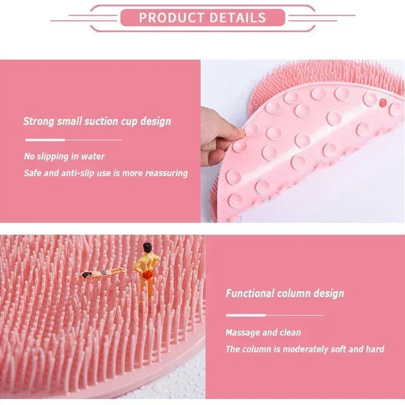 Silicone Foot Wash Mat and Body Brush for Shower - Reusable Wall-Mounted Massage Pad