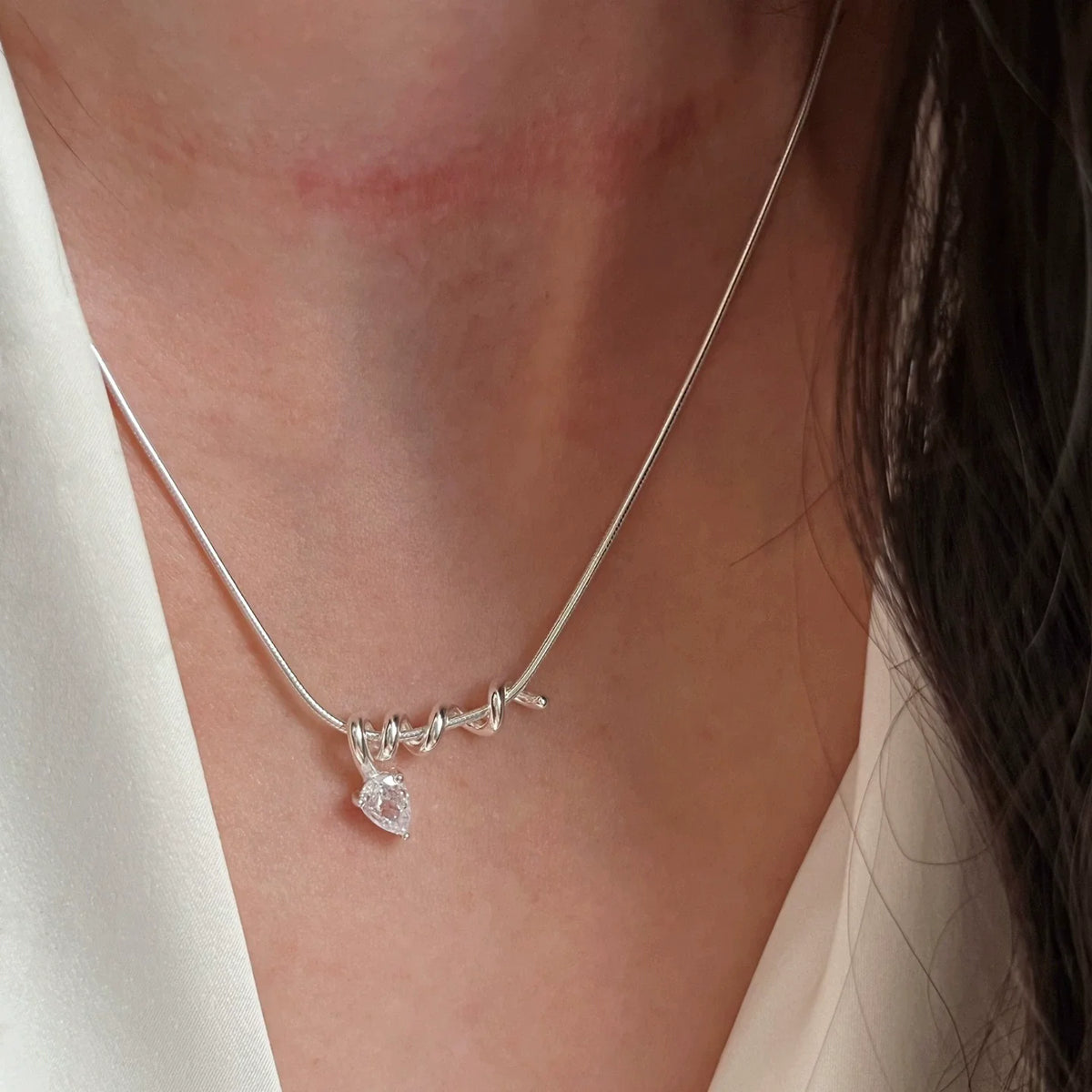 Sterling Silver Line Necklace for Women Girls Fashion Jewelry Birthday Gift