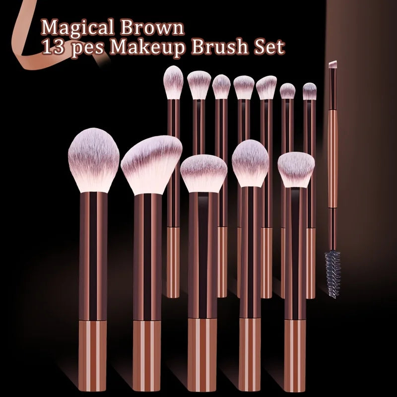 15-Piece Makeup Brush Set with Foundation, Blush, Eye Brushes - Color Handle Options