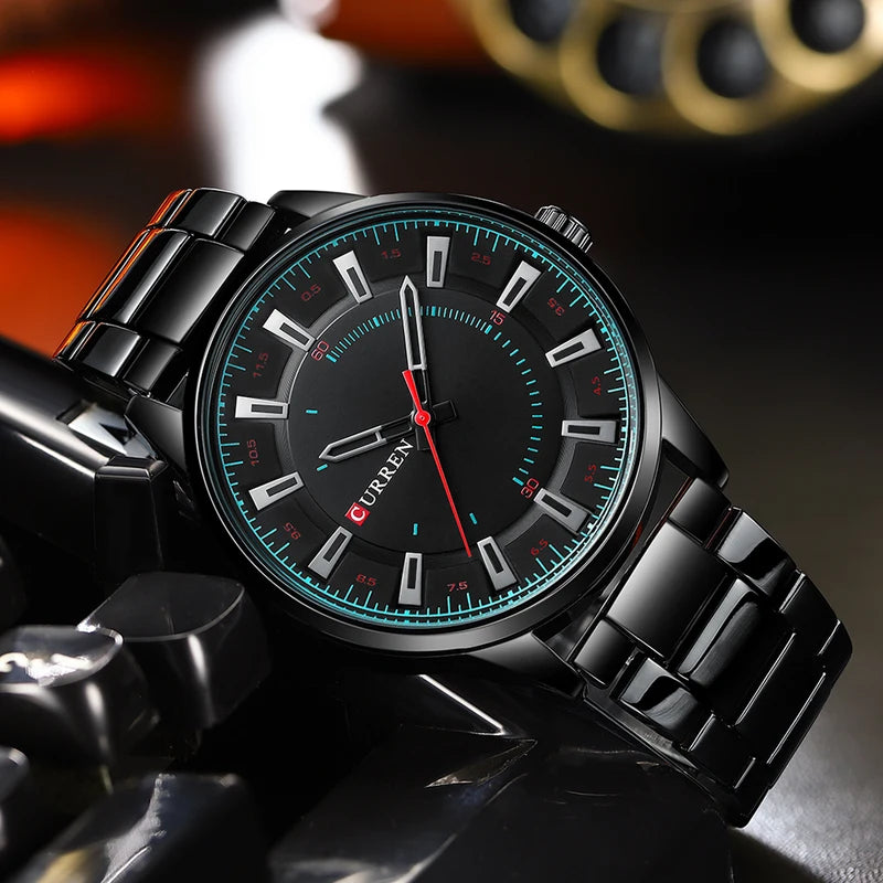 Men's Ultra-Thin Business Wristwatch with Large Dial and Steel Strap