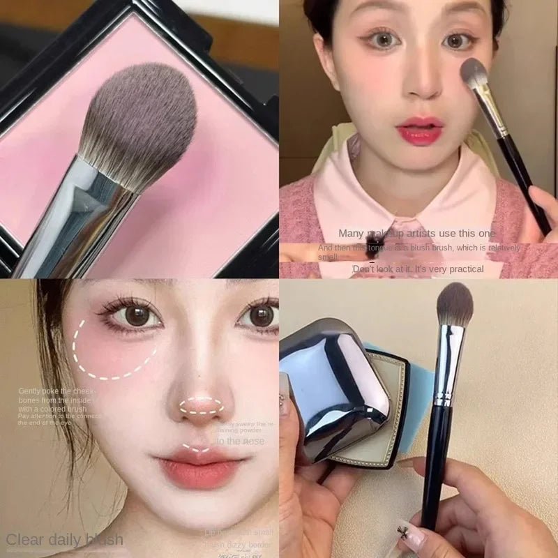 Mini Face Blush Brush Set - Powder, Cream & Liquid Makeup Tools for Precise Application