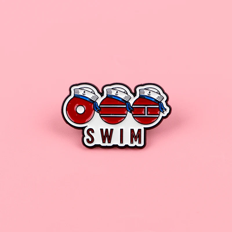 Swim Quote Enamel Pins Badge Brooches for Clothing & Accessories
